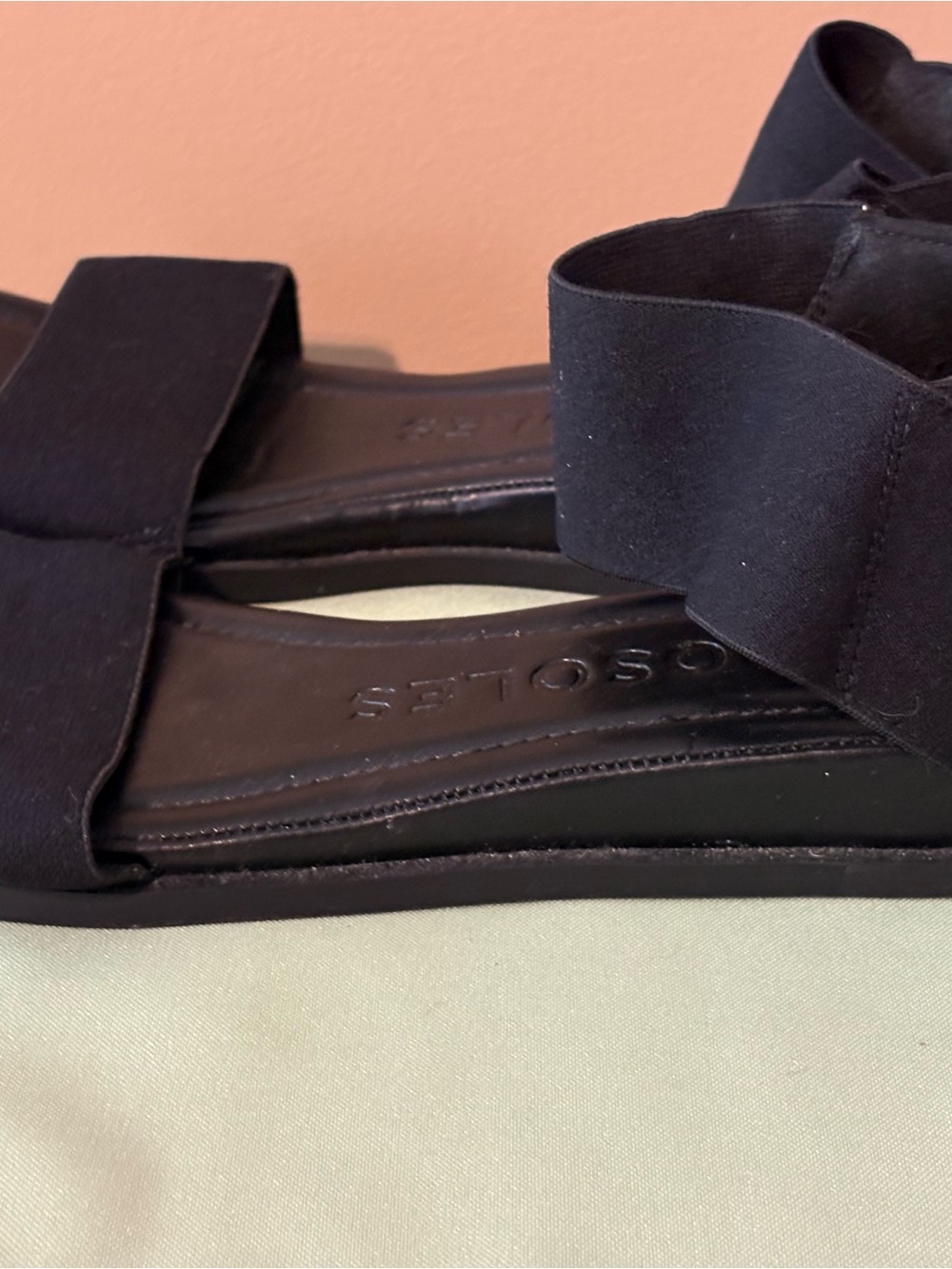 AEROSOLES Black Women’s Slide Sandals with Elastic Ankle Strap